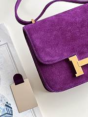 Hermes Shoulder Bag Dobls Suede Gold Hardware Purple 19 x 15 x 4 cm - 2