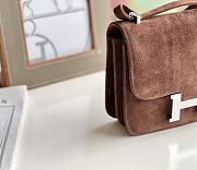 Hermes Shoulder Bag Dobls Suede Silver Hardware Chocolate 19 x 15 x 4 cm - 6