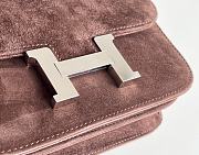 Hermes Shoulder Bag Dobls Suede Silver Hardware Chocolate 19 x 15 x 4 cm - 4