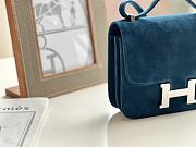 Hermes Shoulder Bag Dobls Suede Silver Hardware Blue 19 x 15 x 4 cm - 5