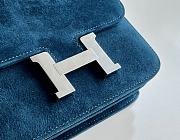 Hermes Shoulder Bag Dobls Suede Silver Hardware Blue 19 x 15 x 4 cm - 4