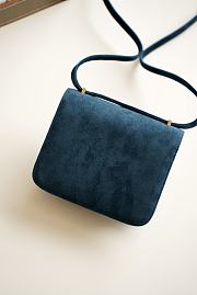 Hermes Shoulder Bag Dobls Suede Gold Hardware Blue 19 x 15 x 4 cm - 4
