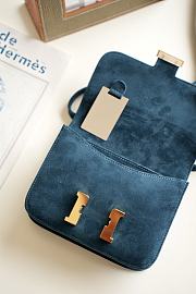 Hermes Shoulder Bag Dobls Suede Gold Hardware Blue 19 x 15 x 4 cm - 3