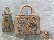 Colestore Dior - Medium Lady Bag Beige Calfskin Embroidered with Multicolor Beaded Floral Motif 24cm - 1