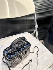 Chanel Mini Vanity Top Handle Case Black Lambskin Brushed Silver Hardware 17 x 10 cm - 6