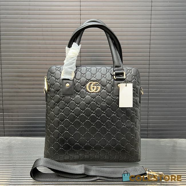 Gucci GG Leather Highcase Briefcase Black 28 x 25 cm - 1