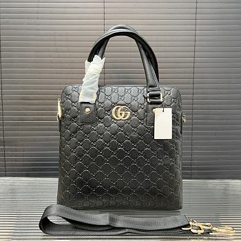 Gucci GG Leather Highcase Briefcase Black 28 x 25 cm