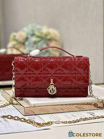 	 Colestore Miss Dior Chain Pouch Red Patent  Cannage Lambskin 21 x 11.5 x 4.5cm