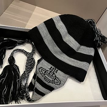 Vivienne Westwood Wool Hat Ear-Cover Black And Grey 
