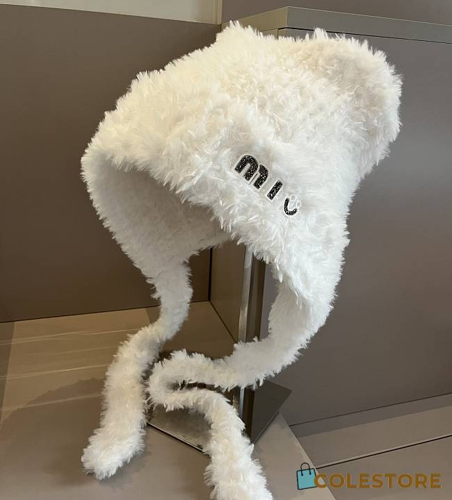 Miumiu Bomber Hat Fur White  - 1
