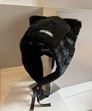 Miu Miu Cat Ears Bomber Hat Full Fur Black  - 1