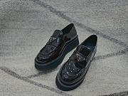 Prada Logo Shiny Leather Loafers Black  - 1
