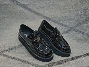 Prada Logo Shiny Leather Loafers Black  - 4
