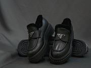 Prada Leather Loafers With Fur Black - 1