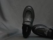 Prada Leather Loafers With Fur Black - 6