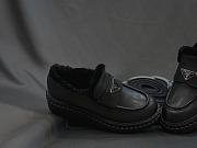 Prada Leather Loafers With Fur Black - 3