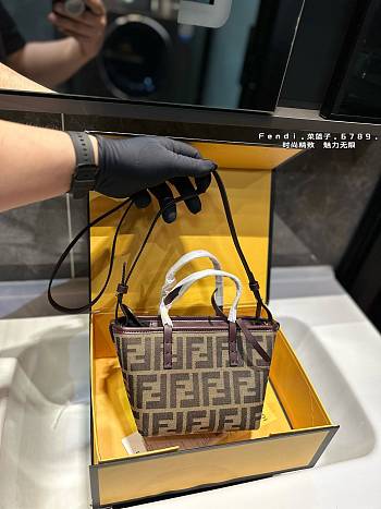 Fendi Roll Mini FF Jacquard Mini Bag 'Brown' 16 x 13 cm