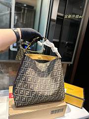 Fendi Handbag Large Zucca Orange Leather Brown Jacquard Hobo Shoulder Bag 36 x 32 cm - 1