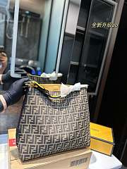 Fendi Handbag Large Zucca Orange Leather Brown Jacquard Hobo Shoulder Bag 36 x 32 cm - 5