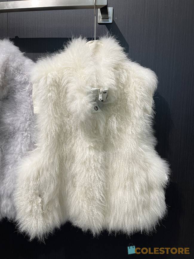 Mongolia Sheep Fur Vest Women New Winter White - 1