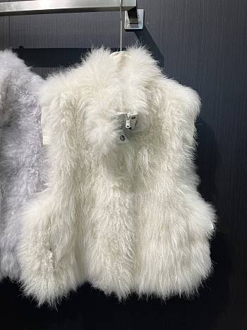 Mongolia Sheep Fur Vest Women New Winter White