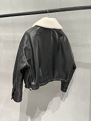  Proenza Schouler Crop Leather Jacket Shearling White Collar - 6