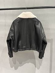  Proenza Schouler Crop Leather Jacket Shearling White Collar - 5