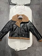 Prada Faux Leather Jacket with Faux Fur Lining Warm Winter Biker Coat - 1