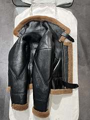 Prada Faux Leather Jacket with Faux Fur Lining Warm Winter Biker Coat - 5