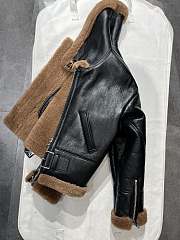 Prada Faux Leather Jacket with Faux Fur Lining Warm Winter Biker Coat - 2