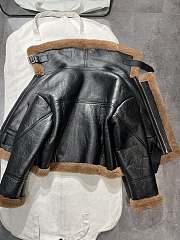 Prada Faux Leather Jacket with Faux Fur Lining Warm Winter Biker Coat - 4