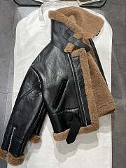 Prada Faux Leather Jacket with Faux Fur Lining Warm Winter Biker Coat - 3