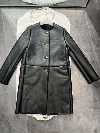 Prada Leather Long Coat Black