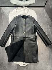 Prada Leather Long Coat Black - 6