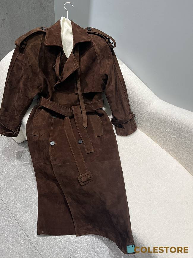 Suede Trench Coat Chocolate - 1