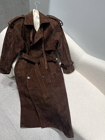 Suede Trench Coat Chocolate