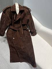 Suede Trench Coat Chocolate - 2