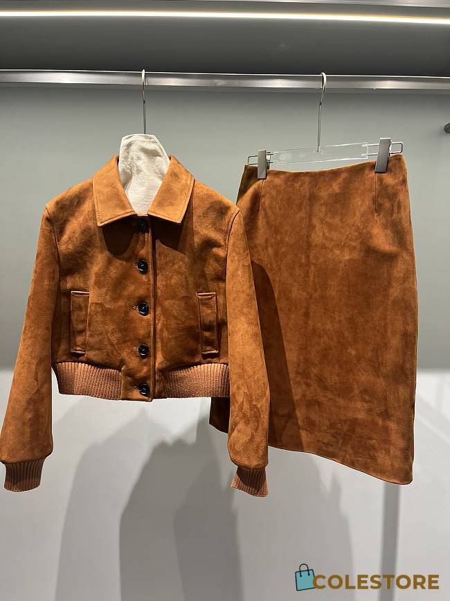Miu Miu Suede Set Coat And Skirt - 1