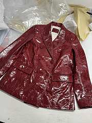 Gucci Leather Blazer Coat Red - 1