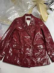 Gucci Leather Blazer Coat Red - 6