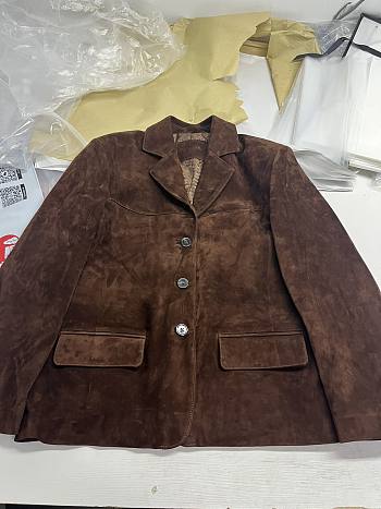 Prada Suede Coat Brown