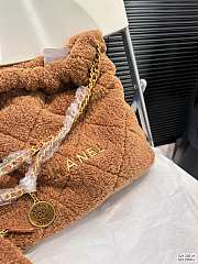 Chanel Tote Bag Fur Brown 30 x 32 cm  - 6