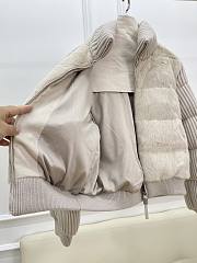 White/ Beige Wool And Fur Coat - 4