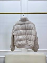 White/ Beige Wool And Fur Coat - 3