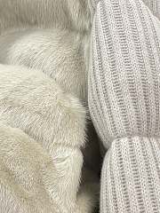 White/ Beige Wool And Fur Coat - 5