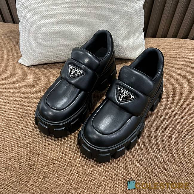 Prada Women Soft Padded Nappa Leather Loafers-Black - 1