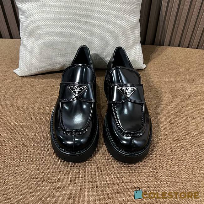 Prada Mocassini Chocolate In Pelle Spazzolata Loafer Black - 1