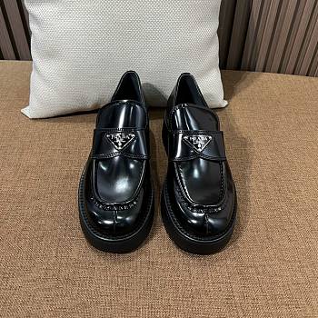 Prada Mocassini Chocolate In Pelle Spazzolata Loafer Black