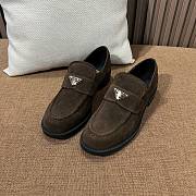 Prada Triangle Suede Loafers Chocolate - 1