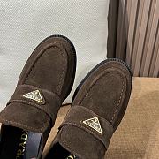 Prada Triangle Suede Loafers Chocolate - 3